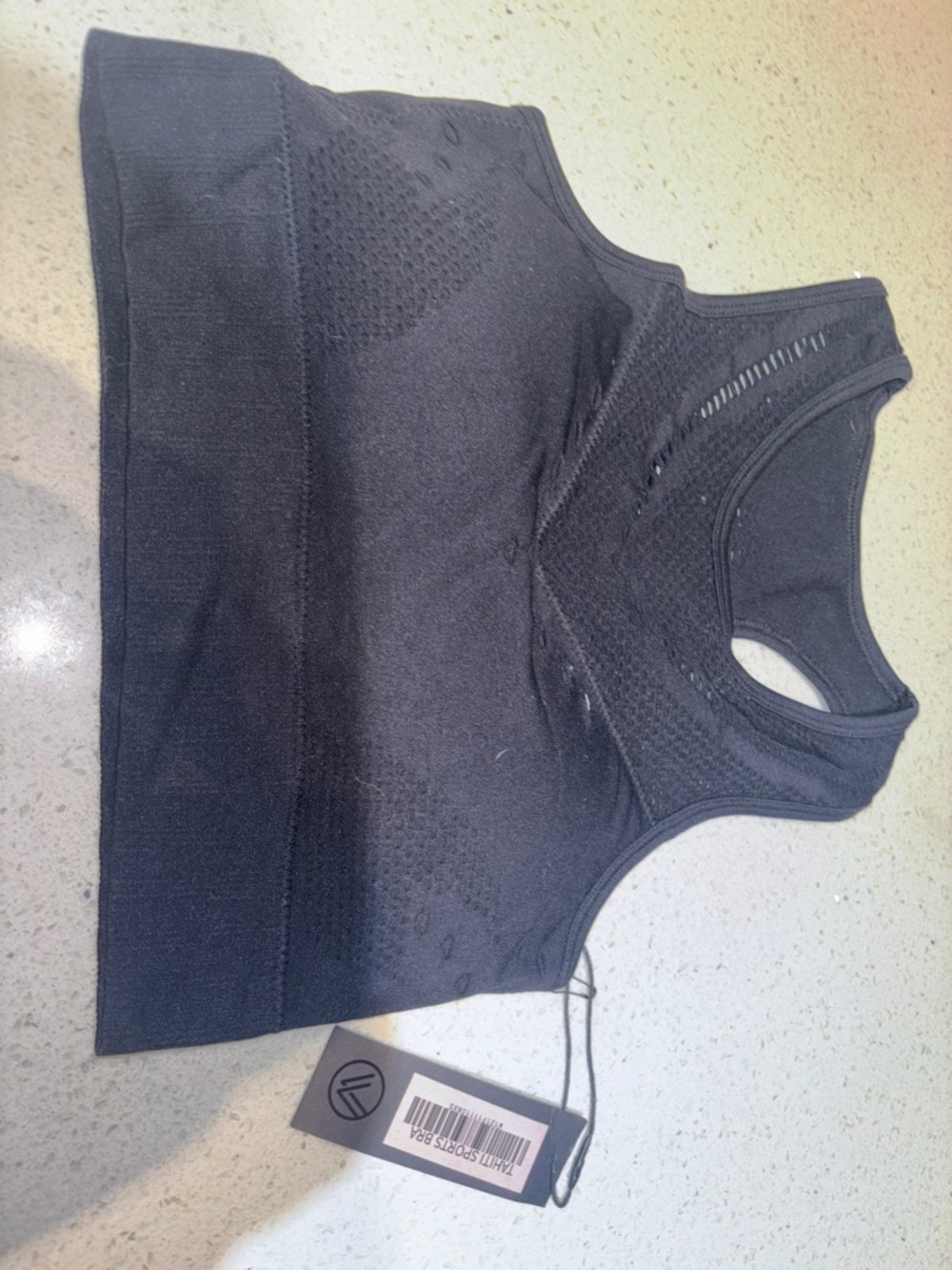 Black Seamless Racerback Sports Crop Top